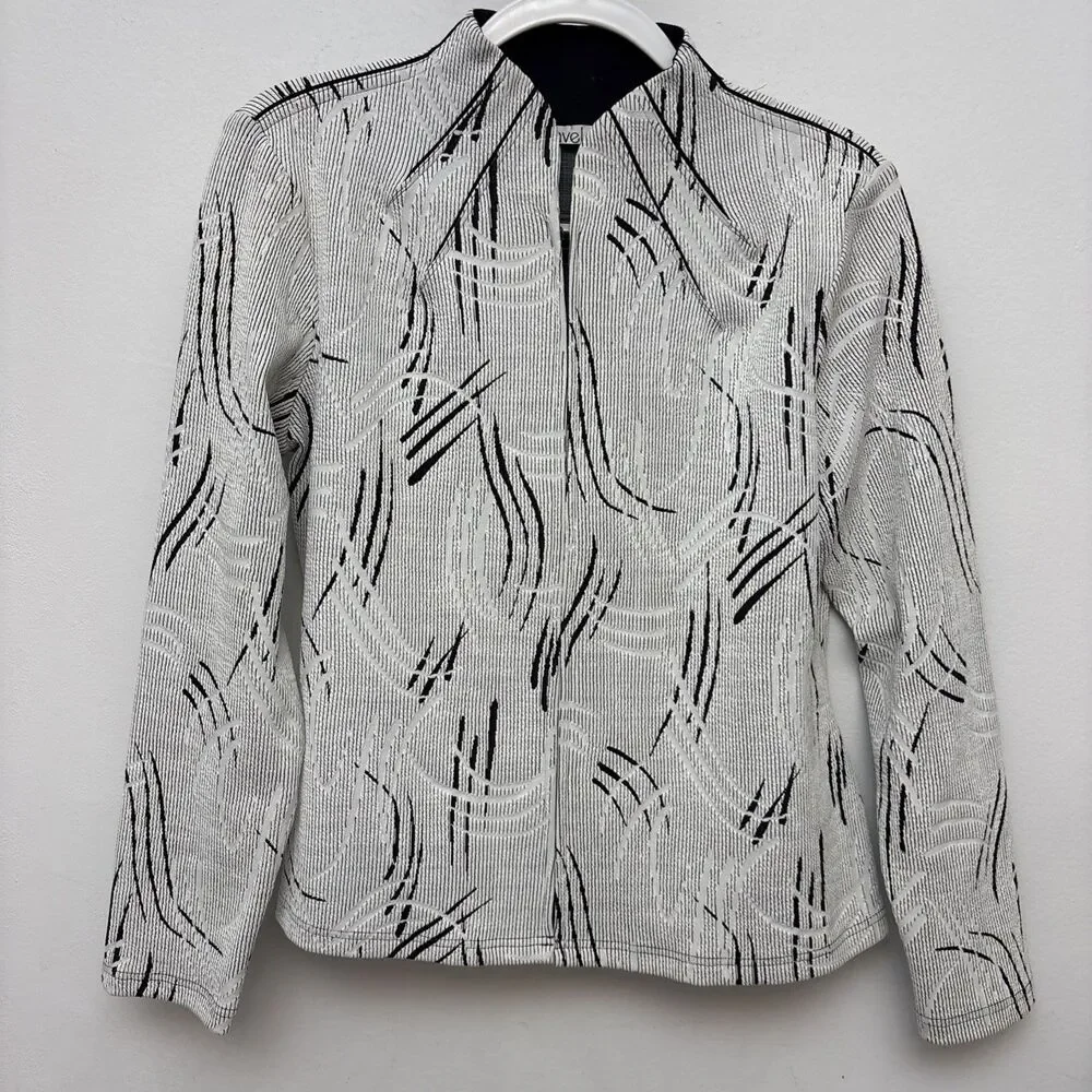 Vintage Y2K Ravel Jacket, ‎ Geometric Textured Stretch,  Zip Front, Womens Large